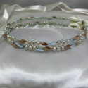 179 Greek Wedding Stefana with Freshwater Pearls and Colorful Porcelain